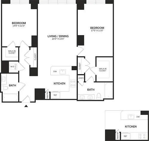 Floor plan 2 Bed/2 Bath-B6