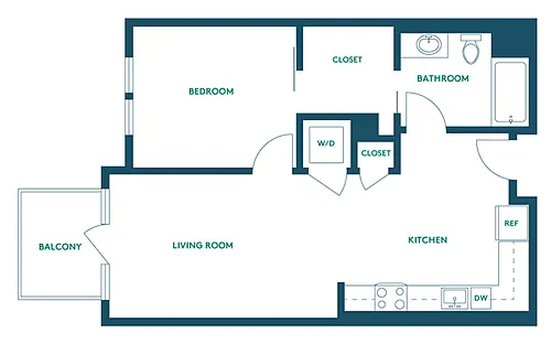 Floor plan 1Bed/1Bath D - Signature