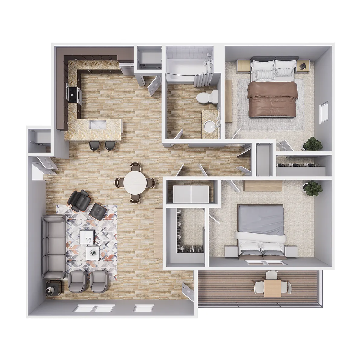 Floor plan 2x1 - 906 sqft - B2