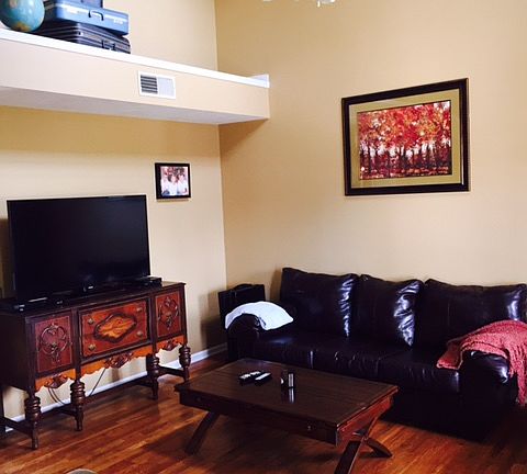 Beautiful living room with hardwood flooring