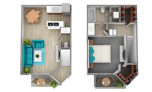 Floor plan A3 - One Bedroom Townhome