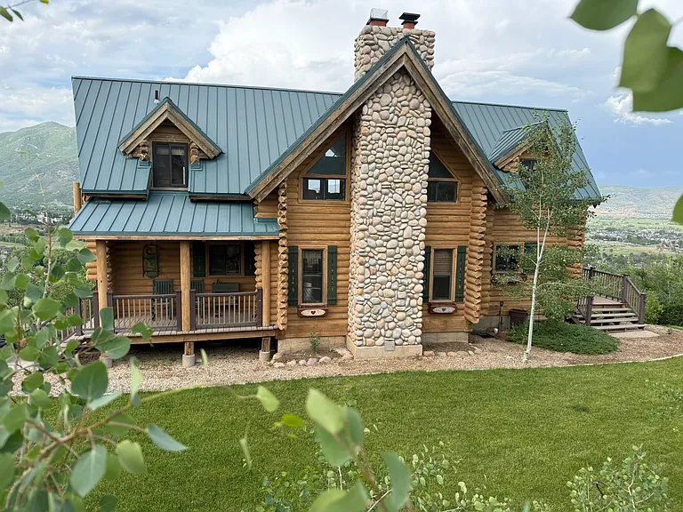 Front view of cabin, looking south