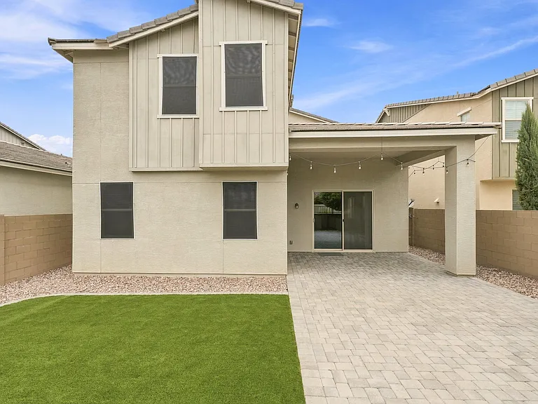 Large Paver Patio with Synthetic Grass