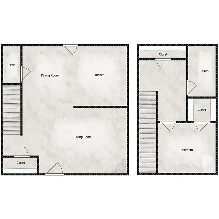 Floor plan Hilltopper - One Bedroom Townhome