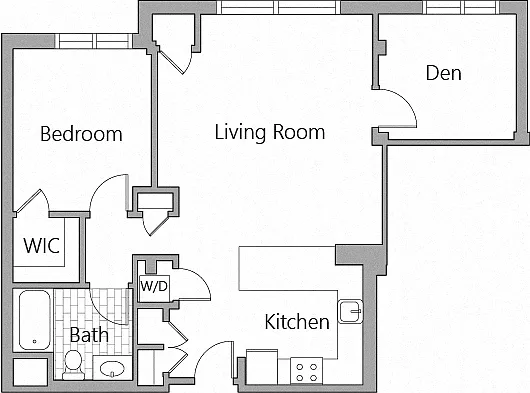Floor plan 1 Bedroom Plus Den