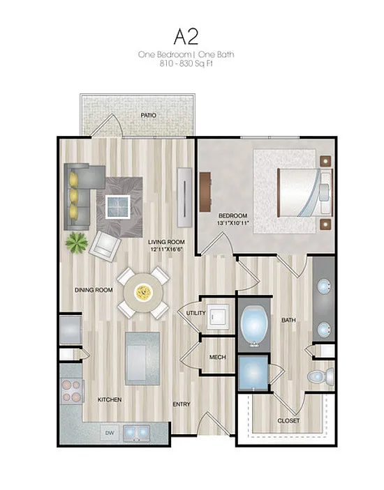 Floor plan One-bedroom/One-bath