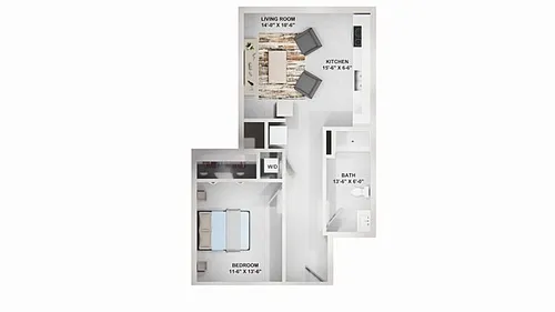 Floor plan 1 bedroom 1 bath