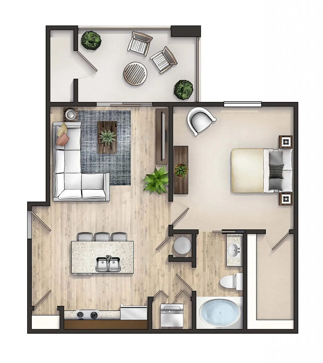 Floor plan The Upper Poinsett with Balcony
