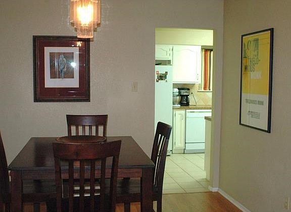 Formal dining has easy access to kitchen.