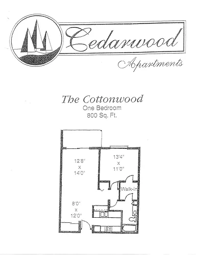 Floor plan 1 Bedroom 1 Bathroom - 800 Sq Ft