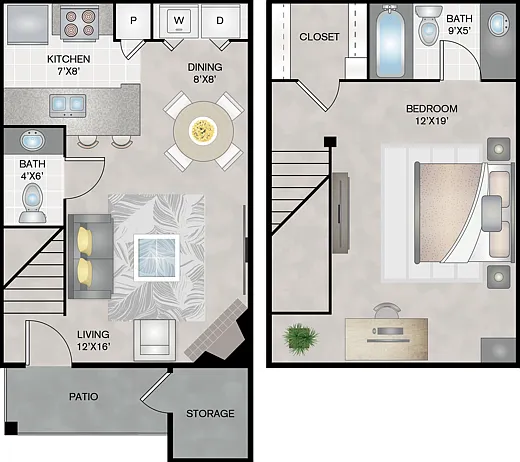 One Bedroom One Bathroom Townhome 790 sqft One Bedroom One Bathroom Townhome 790 sqft