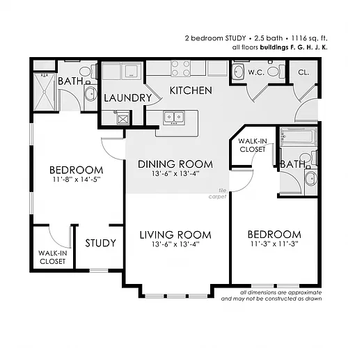 Floor plan 2 Bedroom Study