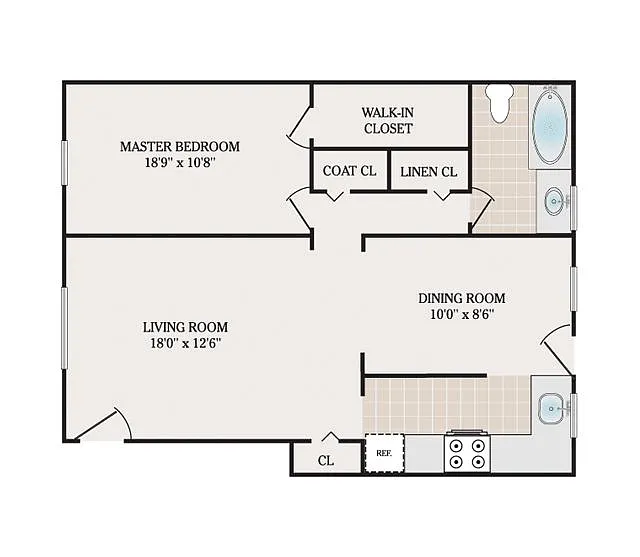 Floor plan 1 Bedroom 1 Bathroom