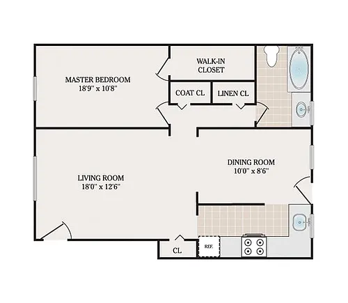 Floor plan 1 Bedroom 1 Bathroom