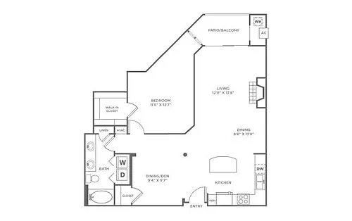 Floor plan 1 Bed/1 Bath-A11