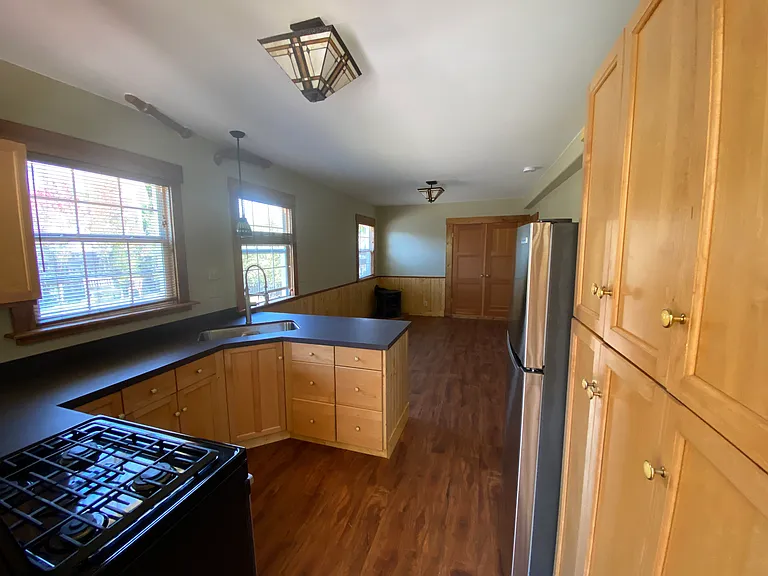 kitchen looking into the living room