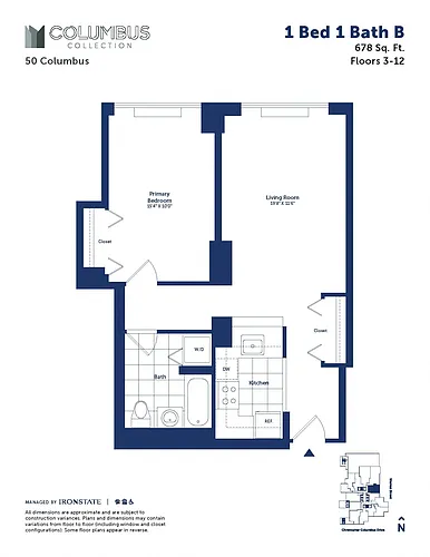 Floor plan 1 Bed 1 Bath B