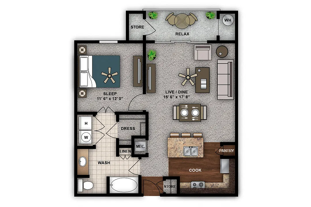 Floor plan One Bedroom A3