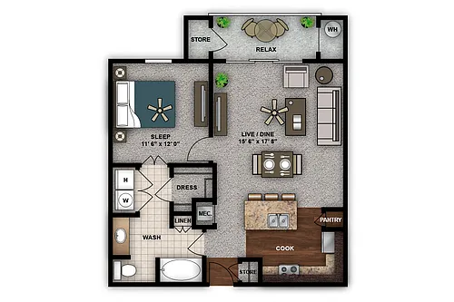 Floor plan One Bedroom A3