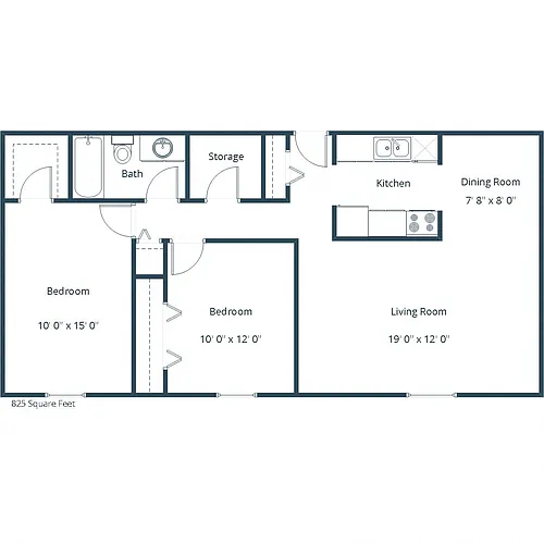 Floor plan Two Bedroom 21A