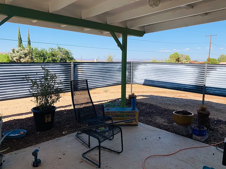 Private back patio with lots of shade
