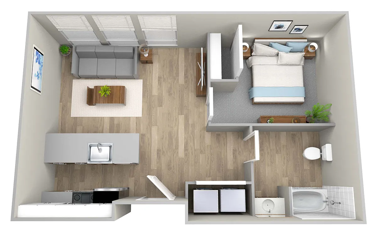 Floor plan Open 1 Bedroom