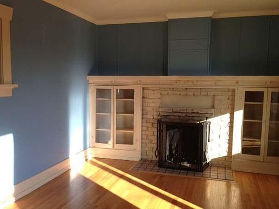 Living room with working fireplace