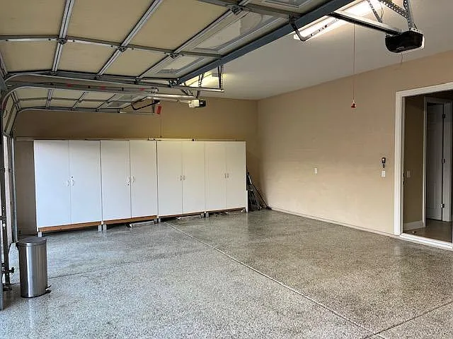 Garage storage cabinets and sealed floor