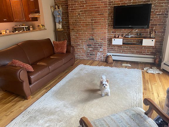 Living area and the galley kitchen is to the left.