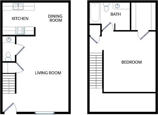 Floor plan 1 Bed 1.5 Bath Loft