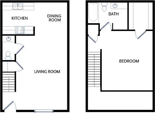Floor plan 1 Bed 1.5 Bath Loft