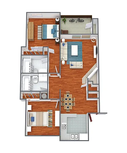 Floor plan 2 Bed 2 Bath
