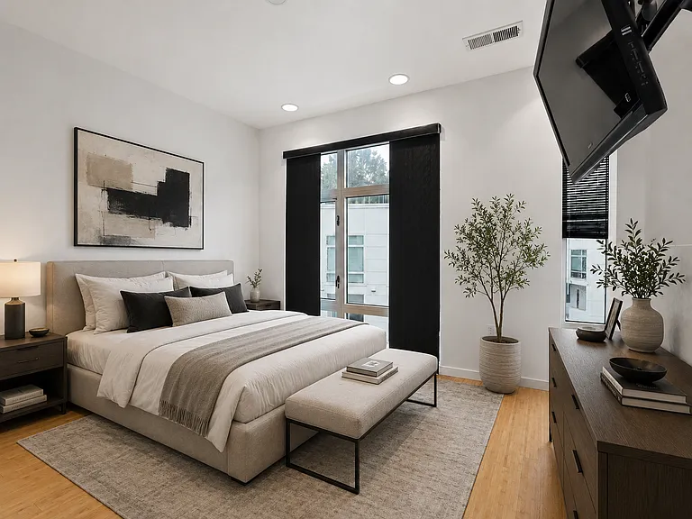 Virtually staged secondary bedroom.
