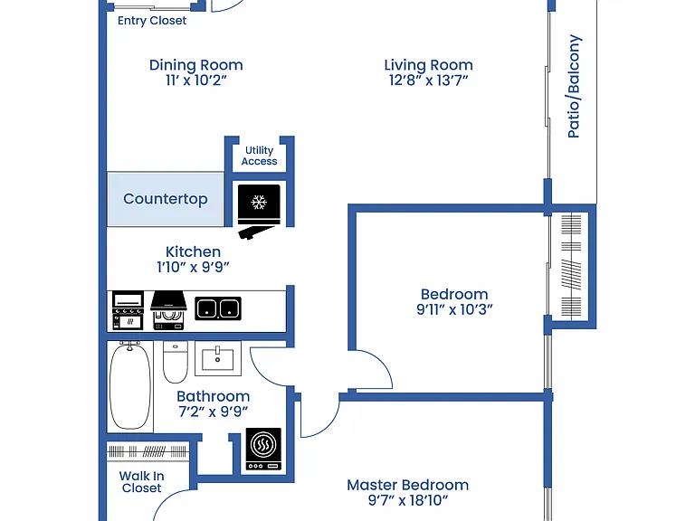 Two Bedroom Garden Floorplan at 840 Square Feet - Remodel Two Bedroom Garden Floorplan at 840 Square Feet - Remodel