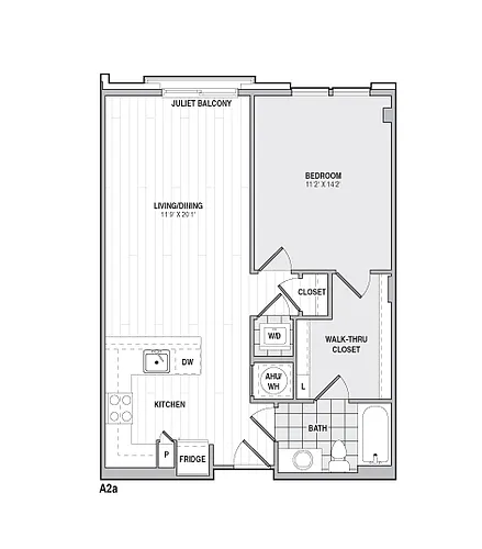 Floor plan 1Bed/1Bath-A2a