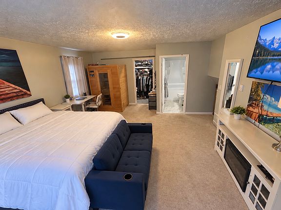Master bedroom, walk-in closet and bathroom.