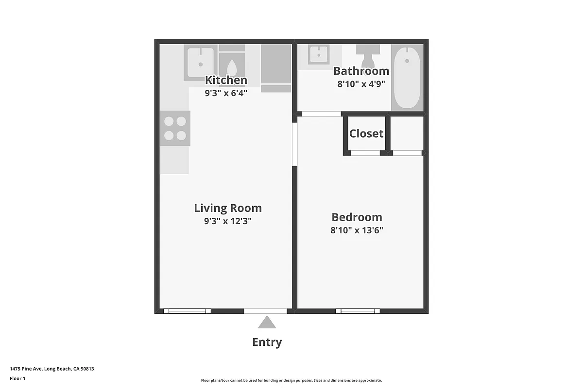 Floor plan 1 Bed 1 Bath