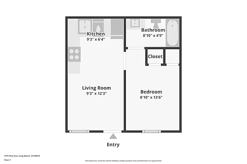 Floor plan 1 bed 1 bath ADU