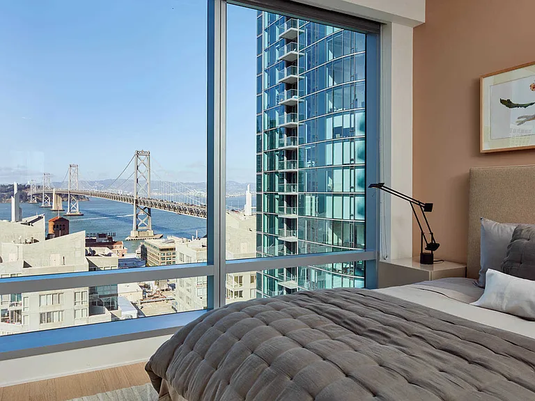 Bedroom with Floor-to-Ceiling Windows and Views of the Bay Bridge