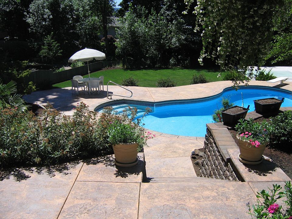 pool area from upper patio