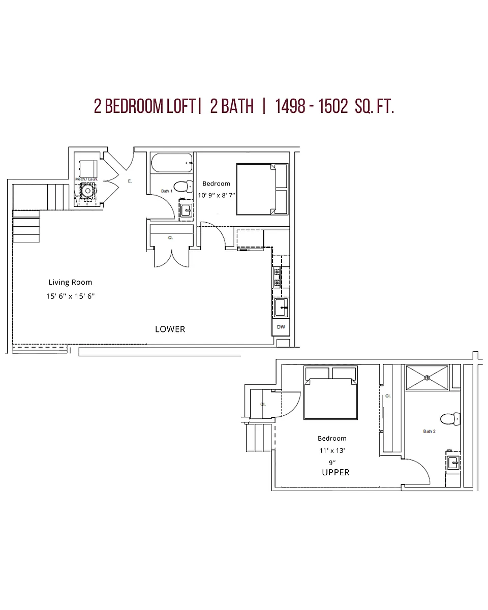 Floor plan 2 Bedroom Loft