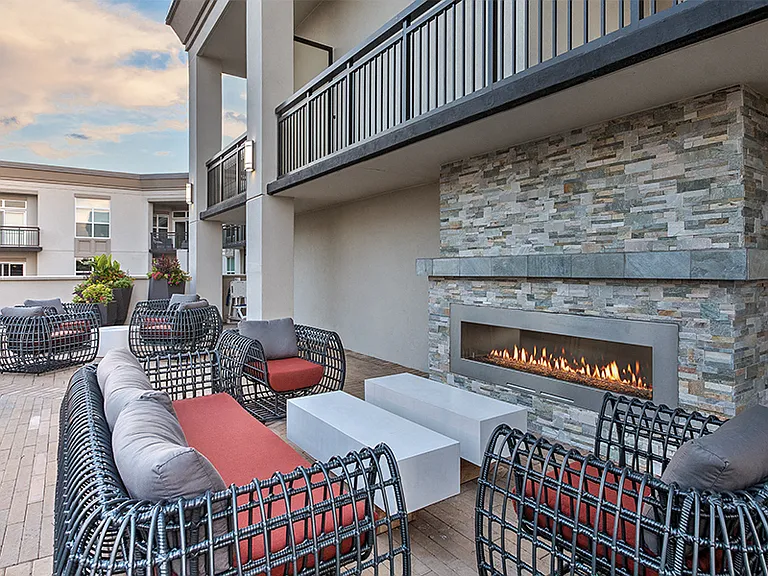 Rooftop lounge areas with fireplace