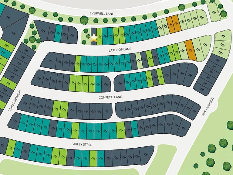 Townhome is located where the star is at next to open green space.