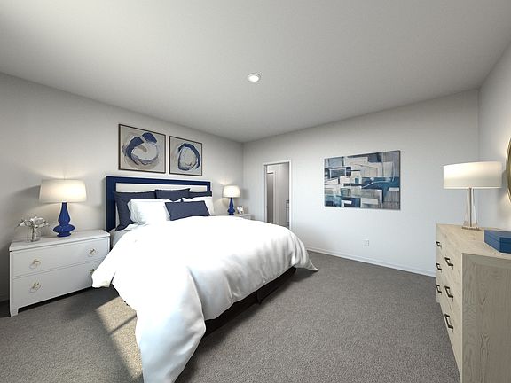 Rendering of the Primary Bedroom in the Orchid Floorplan.