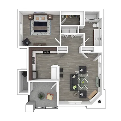 Floor plan 1x1-698- Full Renovation
