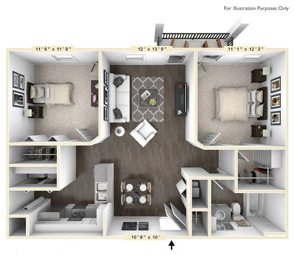 Floor plan The Veneto 2 BR 1 BA