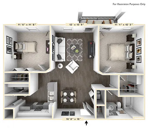 Floor plan The Veneto 2 BR 1 BA