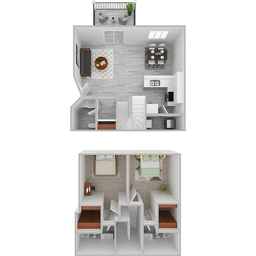 Floor plan Plan B- 2 bed 2.5 bath