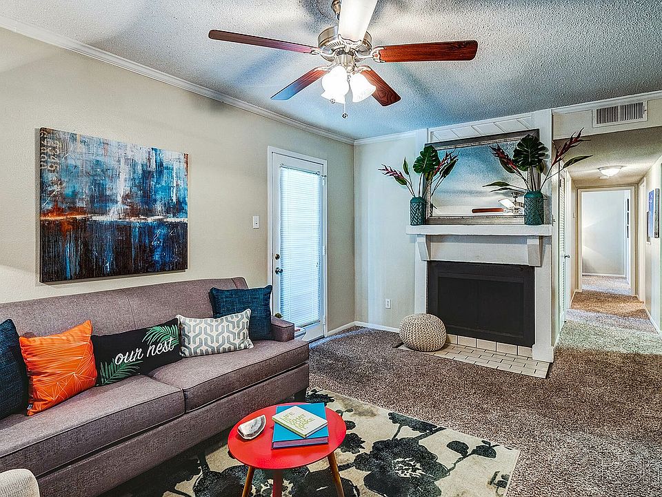 Living Area With Fireplace Hallway