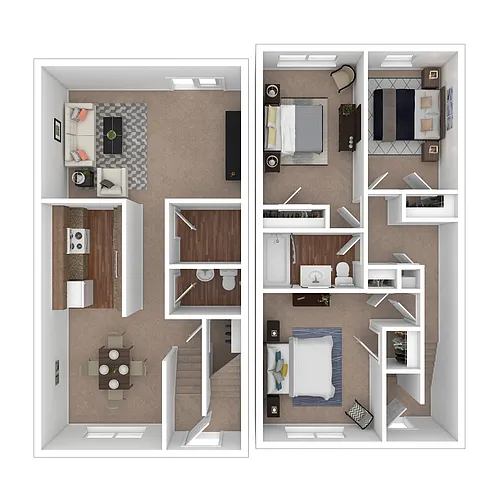 Floor plan 3 Bed 1.5 Bath Townhome